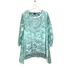 Y2K Calstyle Top Tunic Lace Floral GreenCami Lined  Boho Whimsical Sz USA